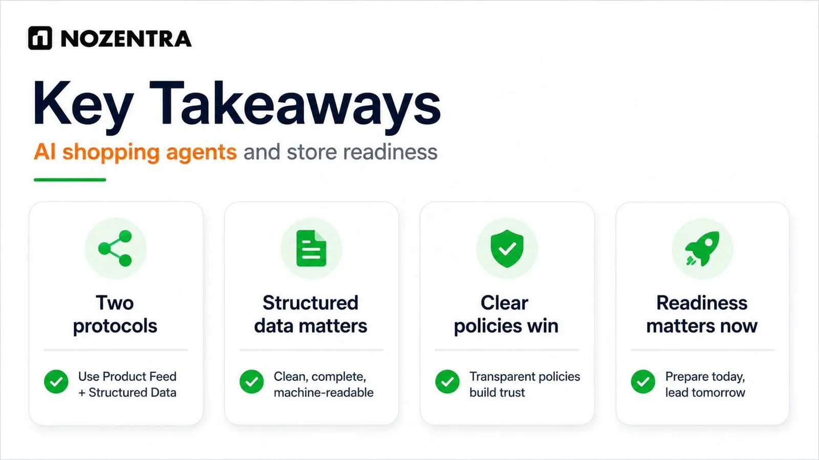 Key takeaways: two protocols, structured data matters, clear policies win, readiness matters now