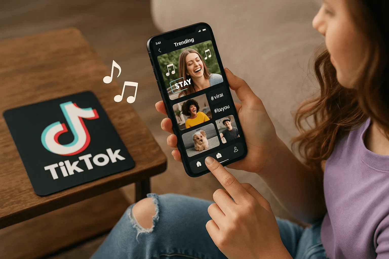 A person browsing trending TikTok videos on a phone