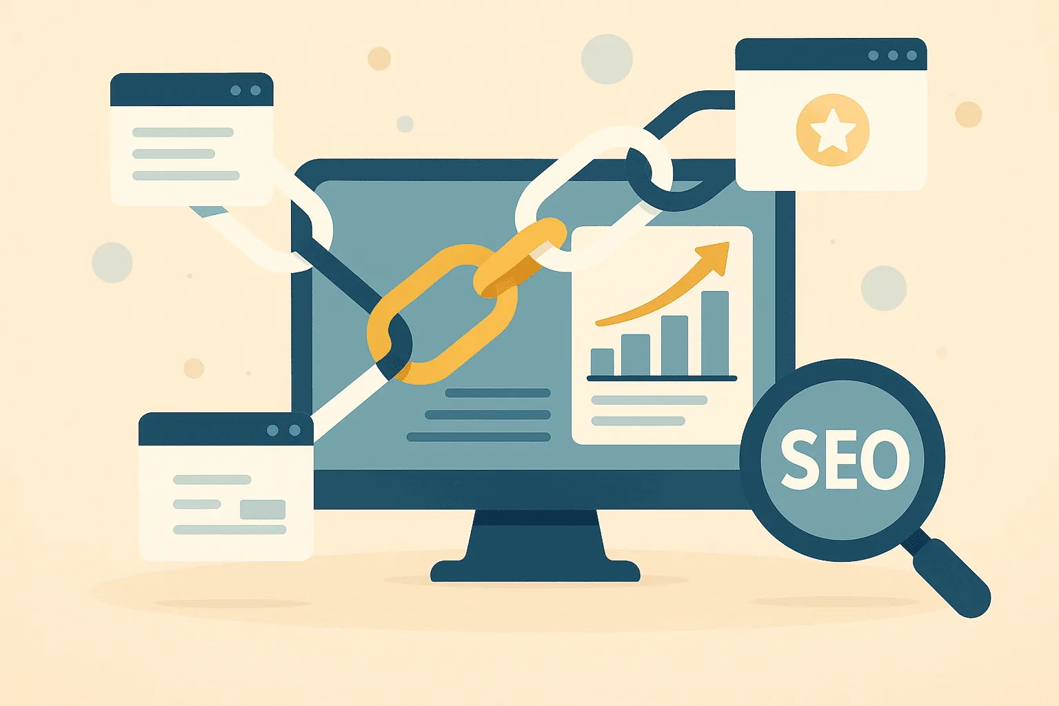 Links connecting websites to improve SEO visibility