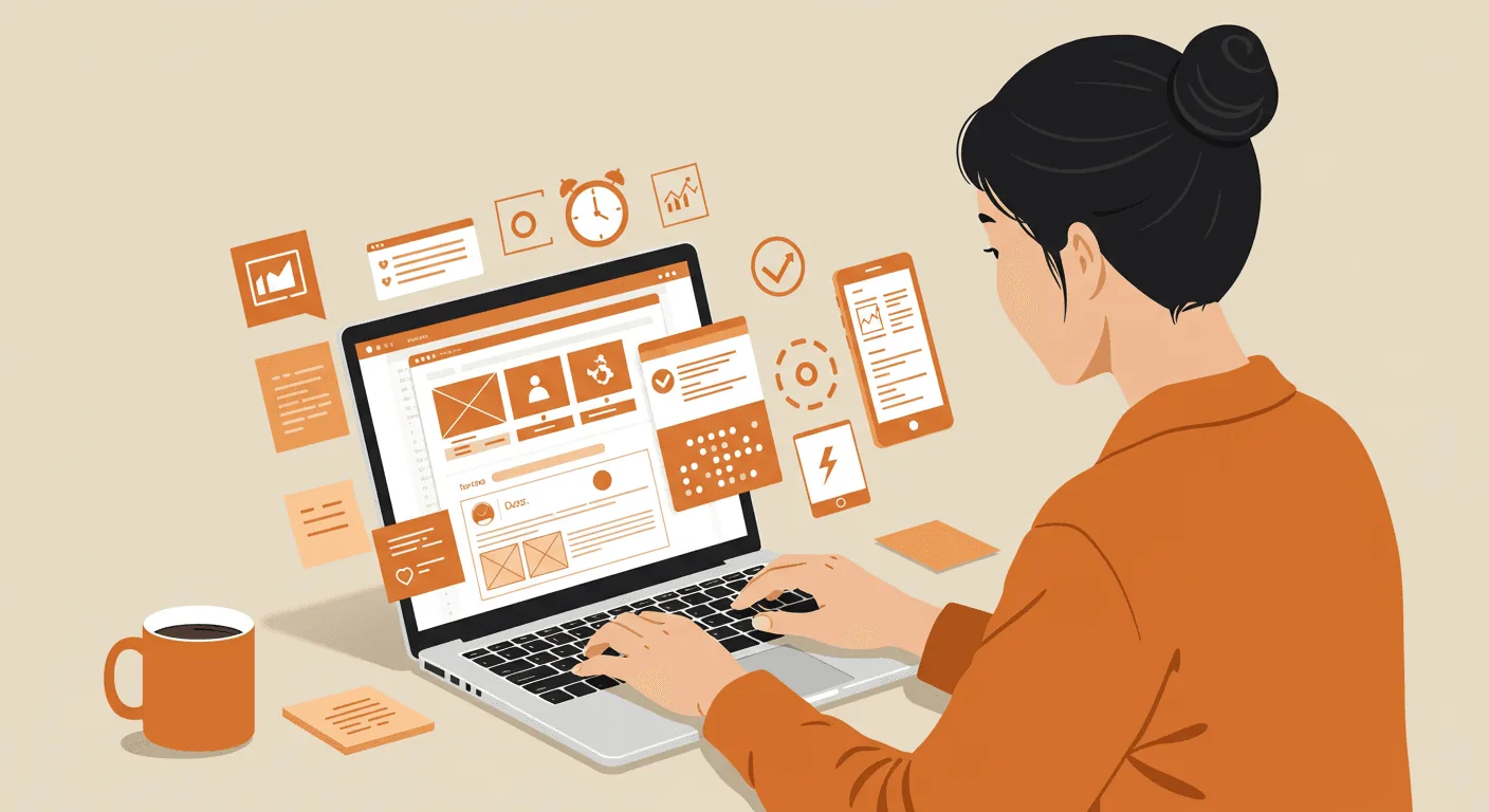 Planning the features of an ecommerce website on a laptop
