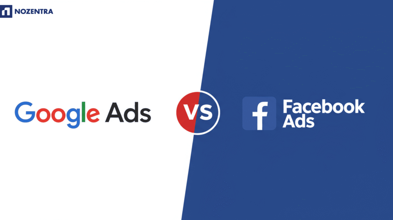 Google Ads vs. Facebook Ads comparison graphic.