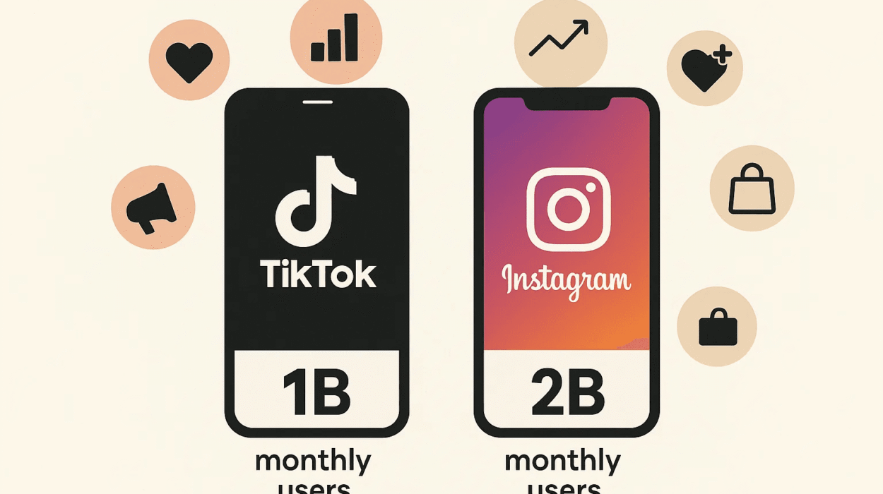 Instagram vs TikTok user comparison – 2B vs 1B monthly users.